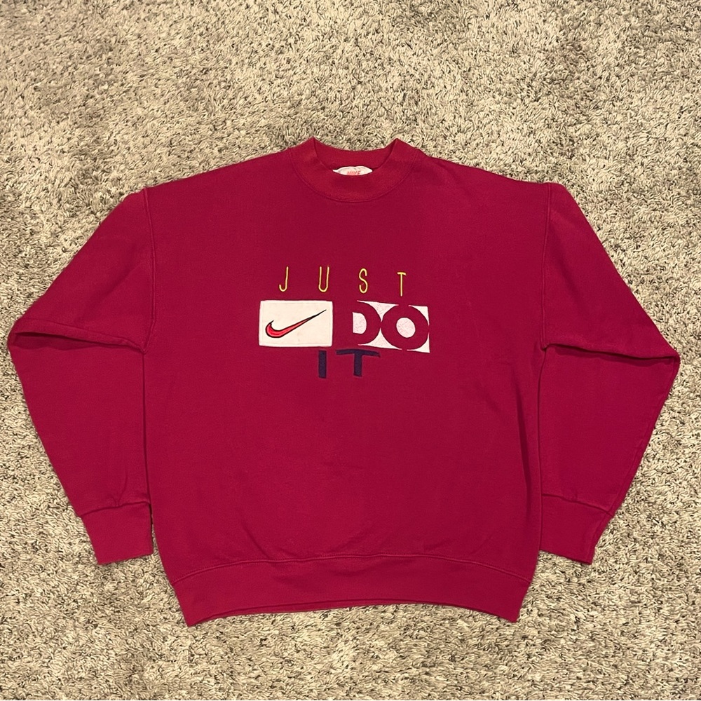 vintage 80s nike wine red crewneck with embroidery
